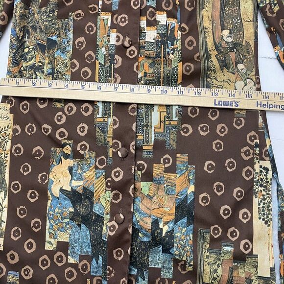 Toby George Vintage Asian Graphic Polyester Long Sleeve Disco Shirt Size 6 - Picture 12 of 16